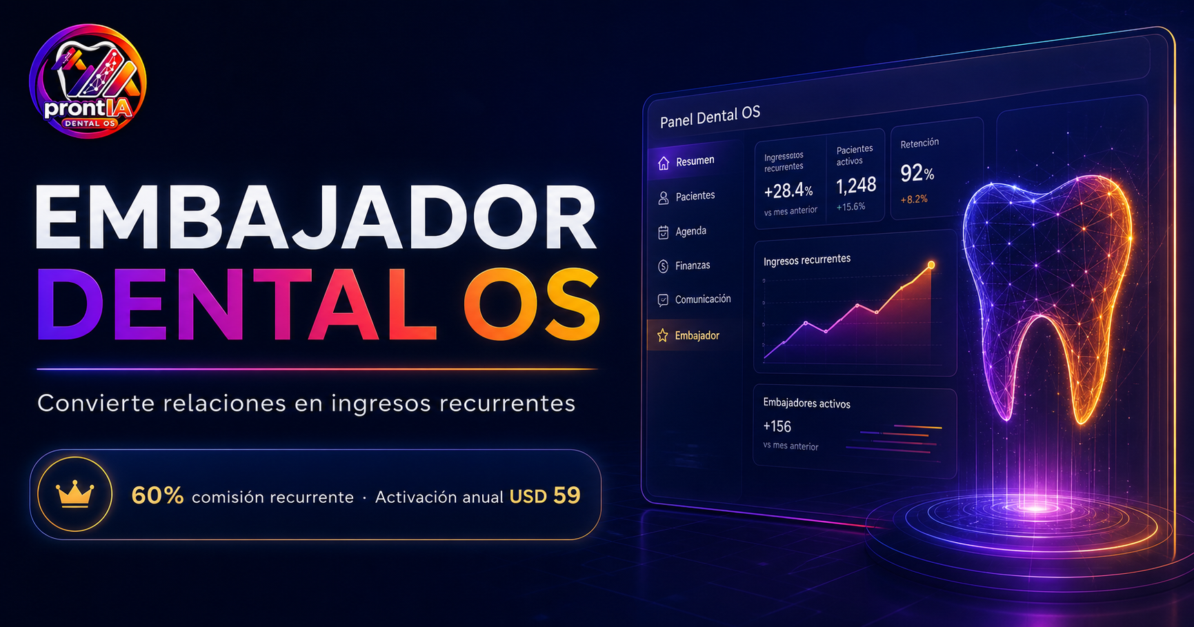 Programa Embajador Dental OS con comisión recurrente del 60 por ciento