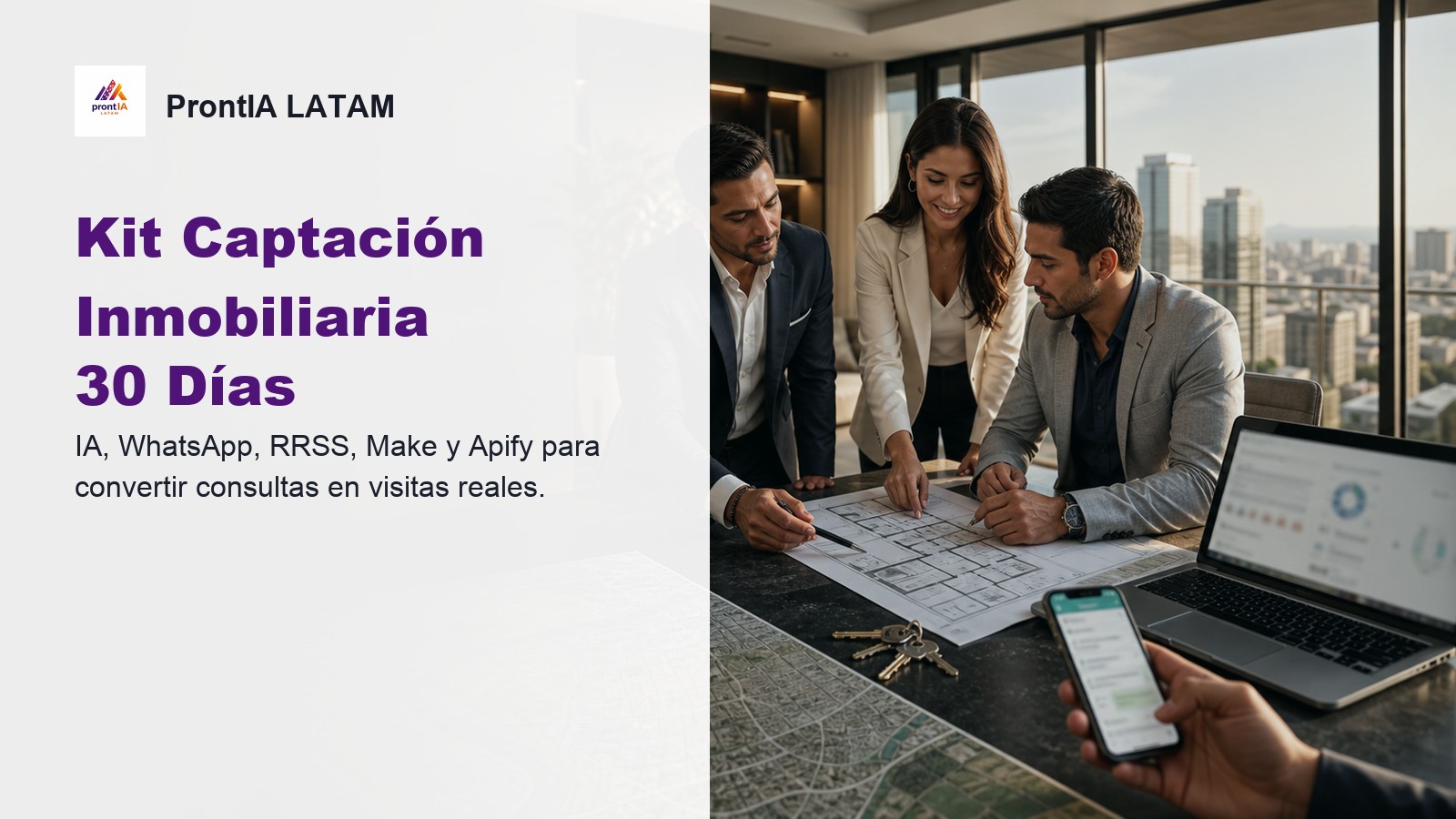 Equipo inmobiliario trabajando con IA y automatizaciones