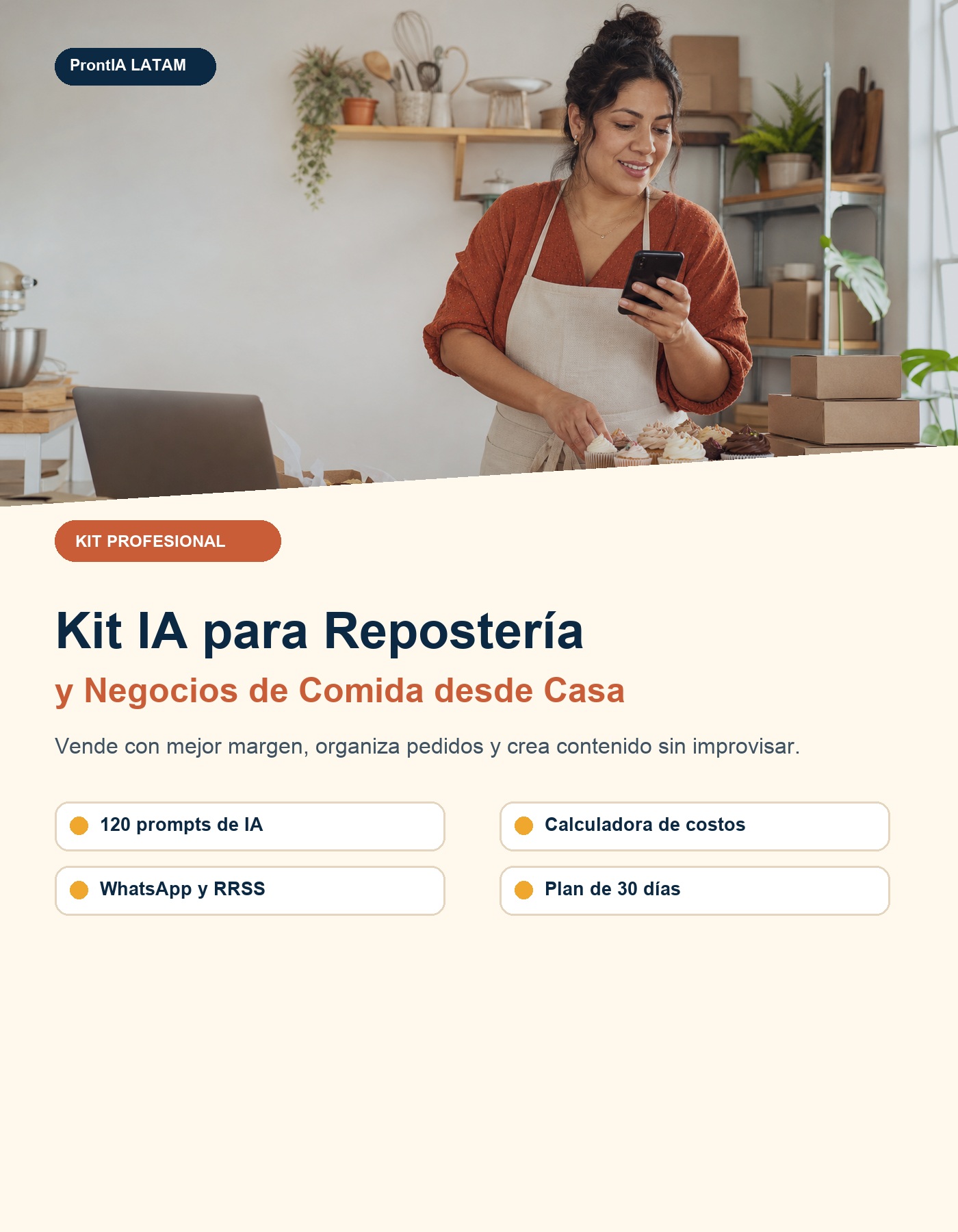 Portada del Kit IA para Repostería y Negocios de Comida desde Casa